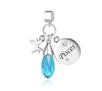 SBI Jewelry 12 Zodiac Birthday Pisces Charm Compatible with Pandora Bracelets Personalised Women Statement Birthday Pendant Necklace Dangle