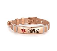 SBI Jewelry Addison Disease Medical Bracelet for Women Men Stainless Steel Rose Gold Adjustable First Aid Emergency Wristband for Mum