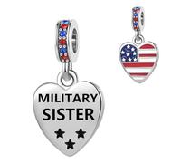 SBI Jewelry America Military Sister Charm fot Pandora Bracelets Necklaces Charm for Women US Flag USA Military Jewellery Gifts