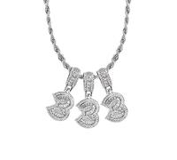 SBI Jewelry Angel Number 333 Necklace Sparkling White Birthstone Crystal Clear CZ Number Necklace Jewellery
