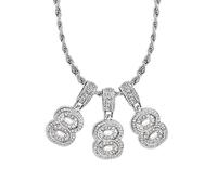 SBI Jewelry Angel Number 888 Necklace Sparkling White Birthstone Crystal Clear CZ Number Necklace Jewellery