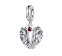 SBI Jewelry Angel Wings Birthday Charm Compatible with Pandora Charm Bracelet Red Birthstone Pendant Family Friends