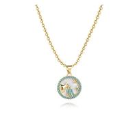 SBI Jewelry Aquarius Light Blue CZ Gold Zodiac Necklace for Women Birthstone January February Happy Birthday Family Anniversary