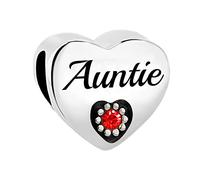 SBI Jewelry Aunt Love Auntie Charm Compatible Pandora Charm Bracelet Love Heart Charm Silver Bead You are so loved Mothers Day Anniversary