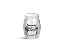 SBI Jewelry Auntie Guardian Angel Small Cremation Urn for Ashes Stainless Steel Aunty Urn Memorial Keepsake Ashes Holder