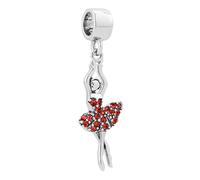 SBI Jewelry Ballet Dancer Sparkling Red Birthstone Leotards Tutus Ballerina Charm fits Pandora Bracelets for Daughter Birthday Dangle