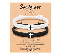 SBI Jewelry Black White Cross God Bracelet for Women Christian Wristband Gift Jesus Love Promise Wristlet Family Christmas