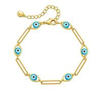 SBI Jewelry Blue White Gold Evil Eye Bracelet for Women Lucky Charm Adjustable Spiritual Beaded Bracelet for Women Birthday Anniversary