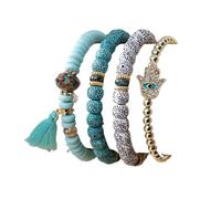 SBI Jewelry Boho Style Blue Multi-Layered Bracelet Stackable Spiritual Relief Energy Support Multi-strand Bracelets for Birthday Jewellery