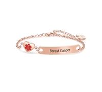 SBI Jewelry Breast Cancer Medical ID Bracelets for Women Men Adjustable Stainless Steel Emergency First Aid Bracelets Identification Wristlets