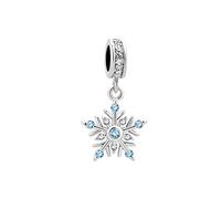 SBI Jewelry Christmas Pendant Sparkling Snow Dangle Blue Snowflakes Charm Compatible with Pandora Charm Bracelet for Mom Daughter Dangle Gift