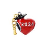 SBI Jewelry Class 2024 Red Heart Love Graduation Charm Compatible Pandora Bracelet for Daughter Best Friends Graduate Gifts
