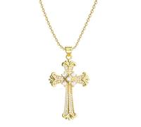 SBI Jewelry Coss Gold Necklace for Women Birthday Jewellery Sparkling Religious Cross Necklace Jewellery Gifts