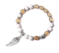SBI Jewelry Crystal Healing Birthday Bracelet with Guardian Angel Rose Flower Yellow Spiritual Faith Bracelets for Women