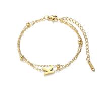 SBI Jewelry Dainty Gold Initial Letter Bracelet for Women Alphabet Layered Chain Wristlet Gift Wristband Family Friends Birthday Anniversary