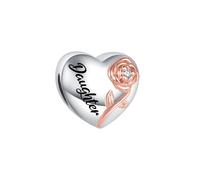 SBI Jewelry Daughter Charm Compatible Pandora Charm Bracelet Rose Flower Good Luck Anniversary Birthday