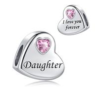 SBI Jewelry Daughter I Love You Forever Heart Birthday Bead Charm for Bracelets Bead Jewellery Charm for Women Gifts from Mom Dad