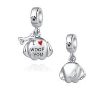 SBI Jewelry Dog Mom Heart Dangle Charm fits Pandora Bracelets&Necklace Pendant Dangle Bead Birthday Charms for Women Jewelry Gifts