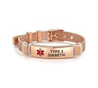 SBI Jewelry Emergency Medical Alert Type 2 Diabetic Bracelet for Women Men First Aid Health Condition Adjustable Wristband Bracelet Stainless Steel