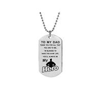 SBI Jewelry Fathers Day Gift My Hero Dad Necklace for Women Men Adjustable Stainless Steel Father Birthday Necklace Jewellery Gifts from Daughter Son