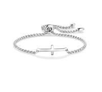 SBI Jewelry God Cross Bracelets for Mom Mother Daughter Adjustable Stainless Steel Silver Bracelets for Birthday