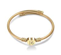 SBI Jewelry Gold Heart Bangle Birthday Cuff Bracelets for 16 Birthday for Women I Love You Bracelets Jewelry for 16th Anniversary