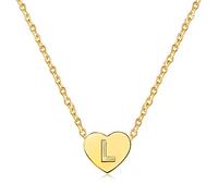 SBI Jewelry Gold Heart Letter Necklace for Women Engraved Initial Alphabet Pendant Necklaces for Granddaughter Monogram Personalised Jewellery Gift L