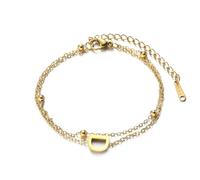SBI Jewelry Gold Initial Letter D Pendant Alphabet Layered Bracelet Adjustable Chain Wristlet Birthday Jewellery Gifts Wrap for Mum