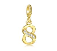 SBI Jewelry Gold Sparkling 8 Number Birthday Charm Compatible with Pandora Charms Bracelets for Granddaughter Dangle Gifts