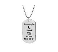 SBI Jewelry Granddaughter Birthday Necklace for Women Family Christmas Engraved to The Moon and Back Silver Stainless Steel Birthday Anniversary
