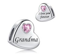 SBI Jewelry Grandma I Love You Forever Heart Birthday Bead Charm for Bracelets Bead Jewellery Charm for Women Gifts from Granddaughter