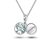 SBI Jewelry Grandma Tree of Life Necklace Pendant Women Gold Heart CZ Love Dangle Birthday Family Christmas Anniversary