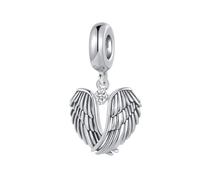 SBI Jewelry Guardian Angel Wings Charm Compatible Pandora Charm Bracelet Christmas Family Crystal Clear CZ Good Luck Lucky Family Christmas Friend Anniversary Birthday