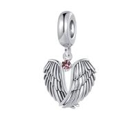 SBI Jewelry Guardian Angel Wings Charm for Daughter Granddaughter Pink Birthstone February Birthday Charm Compatible with Pandora Bracelet for Women
