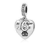 SBI Jewelry Heart 16th Birthday Charm for Bracelets Happy Super Sweet 16 Number Dangle Charms Sister Daughter