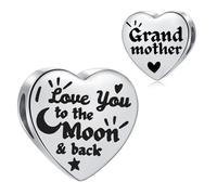 SBI Jewelry Heart I Love You Birthday Charm for Grandmother Pandora Bracelets Dangle Pendant Bead Charms for Women Jewellery Gifts from Granddaughter