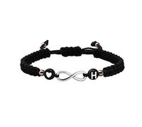 SBI Jewelry Heart I Love You Forever Infinity Alphabet H Letter Bracelet Adjustable Black String Bracelets Jewellery for Women