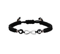 SBI Jewelry Heart I Love You Forever Infinity Alphabet M Letter Bracelet Adjustable Black String Bracelets Jewellery for Women