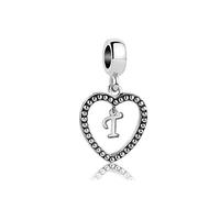 SBI Jewelry Heart Letter Charm for Pandora Bracelet Necklace Pendant Dangle Charm Gift for Women Birthday Jewellery T