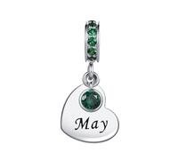 SBI Jewelry Heart Love Dangle Green Birthstone May Birthday Charm Compatible with Pandora Charms Bracelets for Mum Sister Auntie Birthday Jewellery