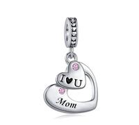 SBI Jewelry Heart Love Mom Charm fits Pandora Bracelets Charm for Women Birthday Gifts for Mom Women Jewellery Present from Daughter Son