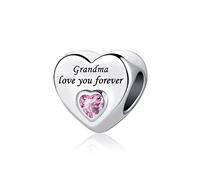 SBI Jewelry Heart Love Pink Birthday Beads Love You Forever Charm for Grandma Charm Compatible with Pandora Bracelets Jewellery Gifts