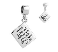 SBI Jewelry Holy Bible Charm God Bead Compatible with Pandora Bracelets Necklace for Women Bible Verse Keychain Pendant Inspirational Cross Jewellery