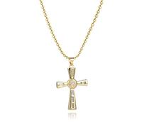SBI Jewelry Holy Calvary Cross Gold Necklace for Women Clear CZ Gold Sun Necklace Men Brother Follower Religious Congregation Sister Dad Friends Family Christmas