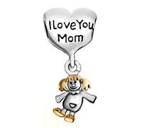 SBI Jewelry I Love Mom Charm Compatible with Pandora Bracelet Women Heart Balloon Doll Silver Dangle Birthday Anniversary