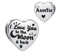 SBI Jewelry I Love You to the Moon and Back Charm for Auntie Aunt Pandora Bracelets Charms for Women Jewellery Gifts from Niece