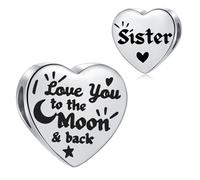 SBI Jewelry I Love You to the Moon and Back Charm for Sister Pandora Bracelets Charms for Women Jewellery Gifts from Sisters Friends