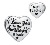 SBI Jewelry I Love You to the Moon and Back Teacher Charm for Graduation Pandora Bracelets Charms for Women Jewellery Gifts from Student