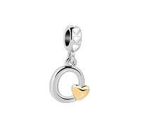 SBI Jewelry Letter Alphabet Women's Charms Golden Heart Pendant Compatible with Pandora Charm for Bracelets and Necklace Birthday Jewelry Gift O