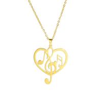 SBI Jewelry Love Heart Music Necklace Women Gold Jewellery for Her Musician Birthday Charm Gift Pendant Necklaces for Family Friends
